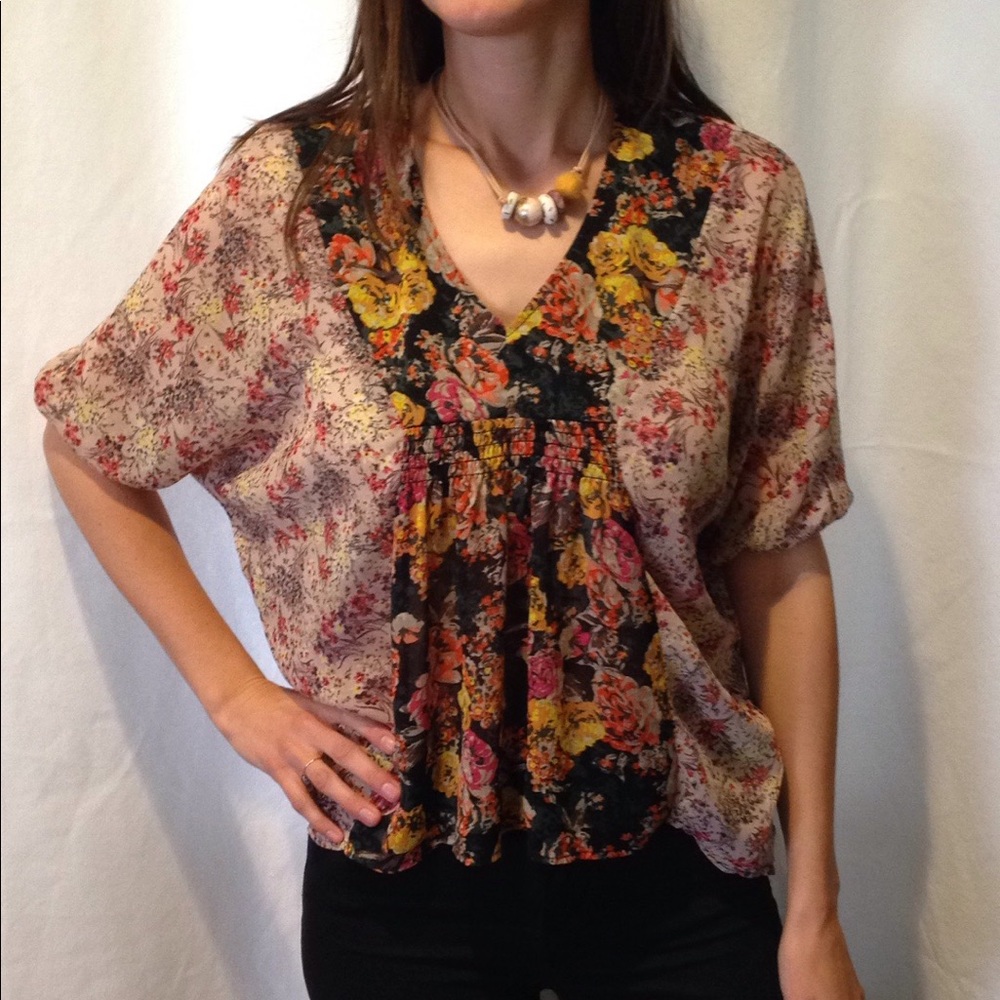 Black Poppy Floral Top